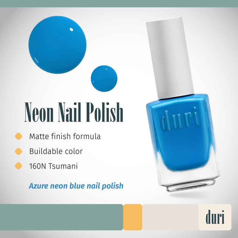 duri 160N Tsunami - Neon Blue Nail Polish, Matte Finish, Quick Drying, 0.45 Fl Oz - Image 2